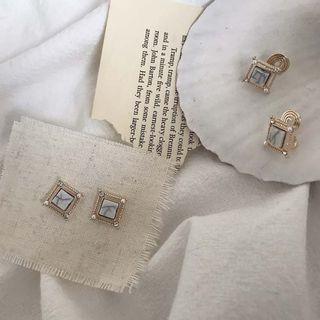 Rhinestone & Stone Square Earring