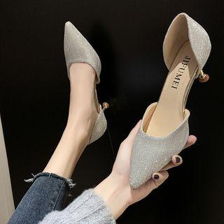 Pointed Kitten Heel Dorsay Pumps