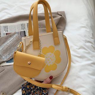 Floral Print Crossbody Bucket Bag