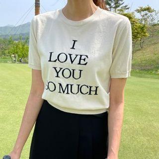 Crew-neck Letter Knit Top