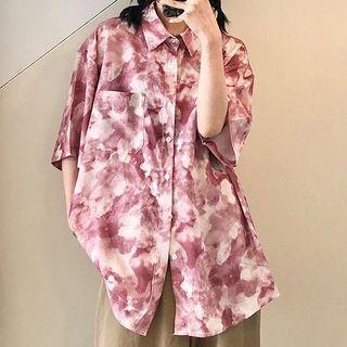 Elbow-sleeve Tie Dye Oversized T-shirt