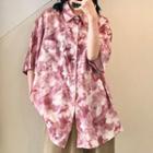 Elbow-sleeve Tie Dye Oversized T-shirt