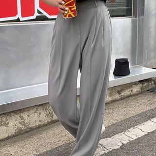 Pleated Wide-leg Pants Ash Gray - One Size