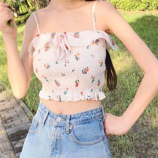 Floral Camisole Top Light Blue - One Size