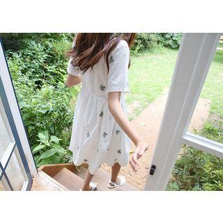 Cactus Embroidered A-line Dress