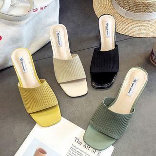 Knit Slide Clear Chunky Heel Sandals