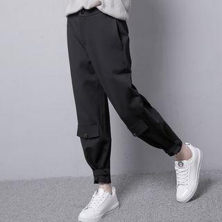 Convertible Button-hem High-waist Cropped Pants