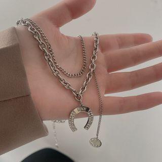 Pendant Chain Layered Necklace Necklace - Silver - One Size