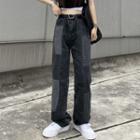 Color Block Contrast Stitching Loose Fit Jeans