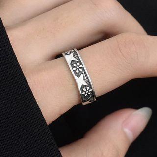 Embossed Sterling Silver Ring Silver - One Size