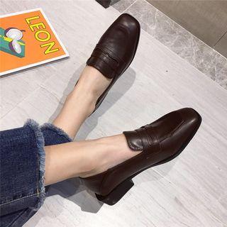 Low Heel Square-toe Cutout Loafers