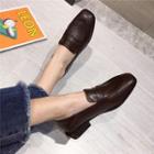 Low Heel Square-toe Cutout Loafers