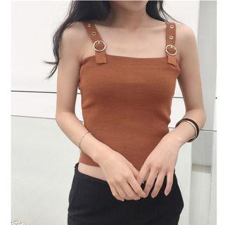 Belted Strap Knit Top