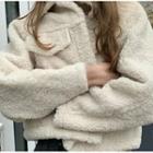 Polo Collar Fleece Loose-fit Button Jacket