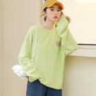 Lettering Oversize Pullover Avocado Green - One Size