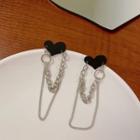 Heart Chained Dangle Earring 1 Pair - Black - One Size