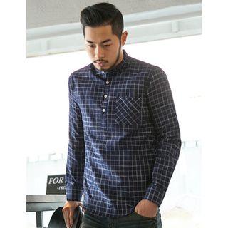 Long-sleeve Check Henley
