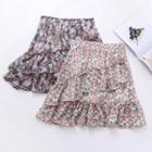 Floral Print Tiered A-line Mini Skirt