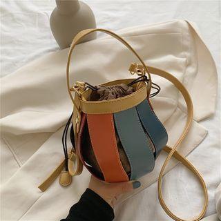 Top Handle Drawstring Bucket Bag