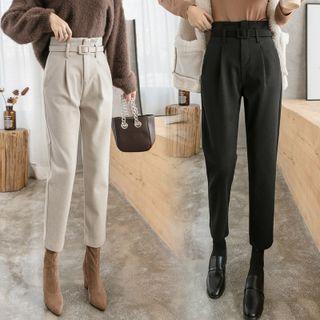 High-waist Plain Cropped Pants (various Designs)