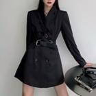 Set: Long-sleeve Double Breasted Mini Dress + Belt