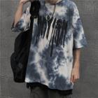 Tie Dye Printed Elbow-sleeve T-shirt