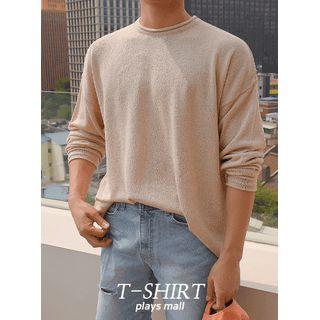 Rolled-edge Boucl  Knit Top