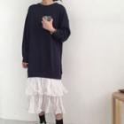 Mock Two-piece Tiered Midi Sweatshirt Dress