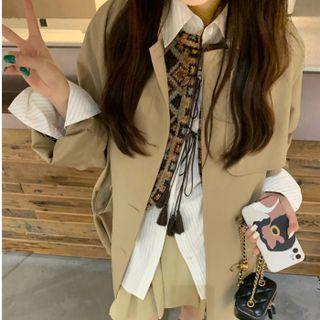 Double-breasted Trench Coat Coffee - One Size