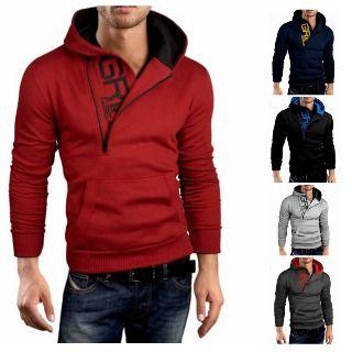 Lettering Zip Detail Hooded Sweatshirt