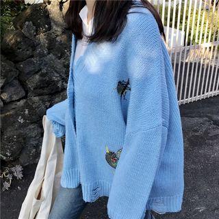 V-neck Embroidered Jacket