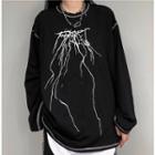 Stitched Thunder Long-sleeve T-shirt As Shown In Figure - One Size