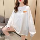 Orange Embroidered Long-sleeve T-shirt