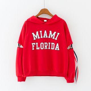 Lettering Ripped Hoodie
