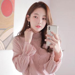 High-neck Frilled Lace Top