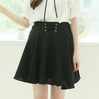 Lace-up Flare Skirt