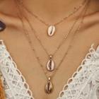 Shell Layered Necklace 01 - 1354 - Gold - One Size