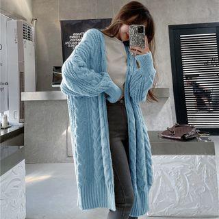 Open-front Cable-knit Long Cardigan In 5 Colors
