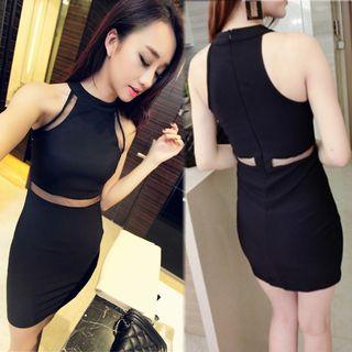 Lace Insert Halter Bodycon Dress