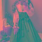 Frill Trim Long-sleeve A-line Dress / Headpiece