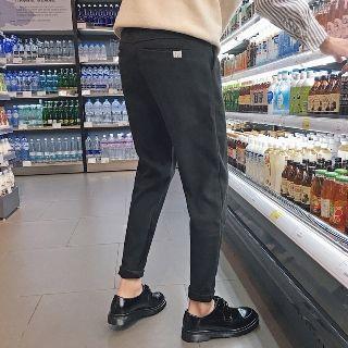 Gather-cuff Tweed Pants