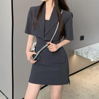 Short-sleeve Blazer / Strappy Sheath Dress