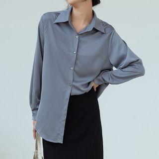 Dip Back Matte Satin Shirt