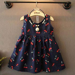 Spaghetti-strap Floral Print A-line Sleeveless Dress