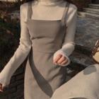Plain H-line Long Pinafore Dress