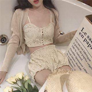 Light Jacket / Set: Lace Camisole + Lace Shorts