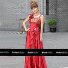 Sleeveless Bow-accent A-line Evening Gown