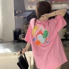 Short-sleeve Round-neck Fruit Print T-shirt