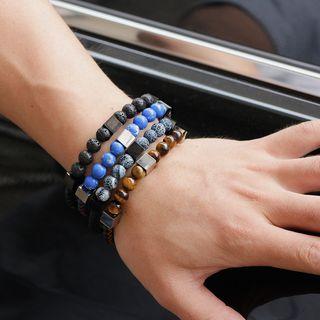 Agate Bead Genuine Leather Bracelet