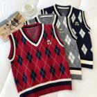 V-neck Color-block Sleeveless Knit Vest